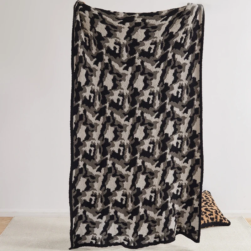Camouflage-Checkered-Pattern-Knitted-Blanket-Warm-Soft-Baby-Kids-Blanket