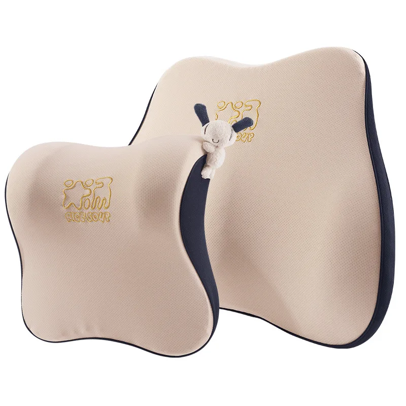 Car-House-Headrest-Latex-Cushion-Seat-Neck-Pillow-High-end-Lumbar-Summer-Mesh-Cartoon-Style