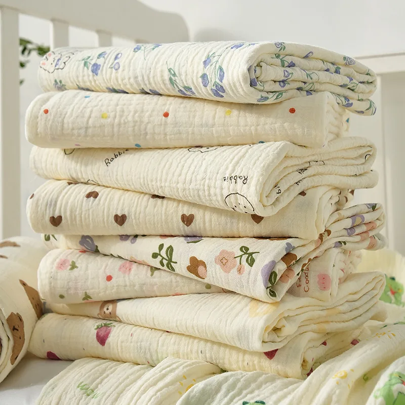Cartoon-Cotton-Single-Swaddling-Towel-Babys-Two-Layer-Crepe-Wrapping-Nap-Quilt-Bedding-Bag-Blanket-Kids-Comfortable-Sleep