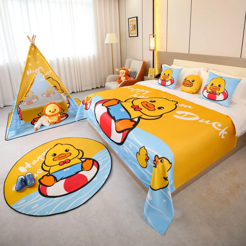 Cartoon-Design-Bedding-Childrens-Room-Family-Room-Bed-Cover-for-Hotel-Themed-Bedding-Cover-Flag