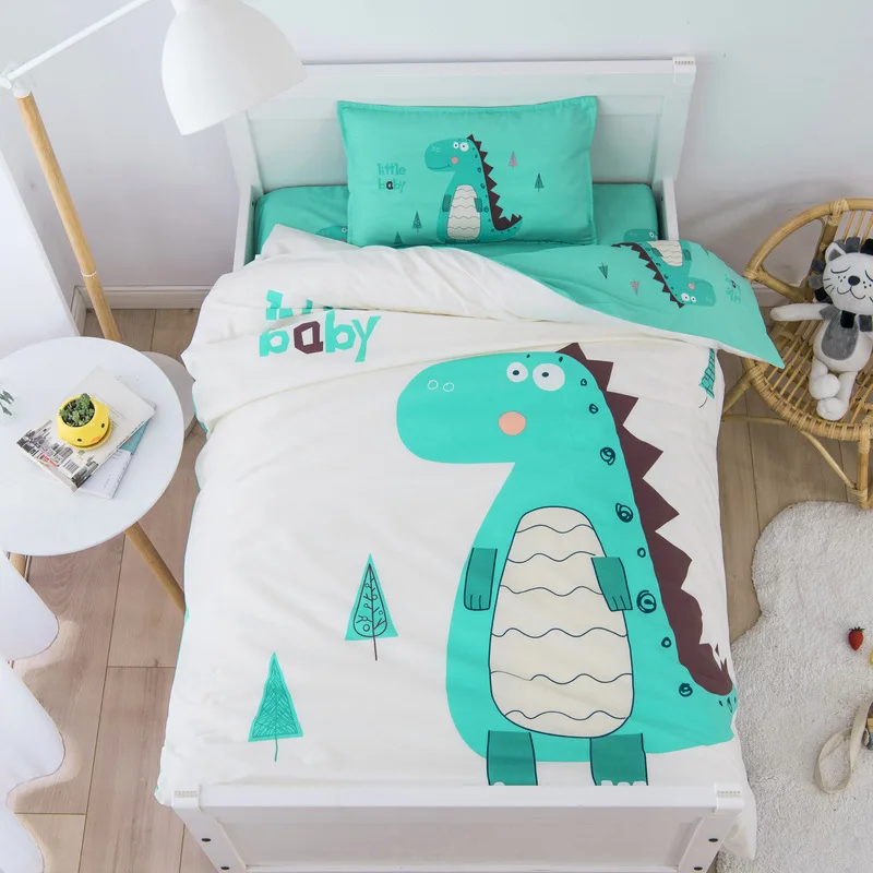 Cartoon-Dinosaur-Printed-Duvet-Cover-Single-Kids-Baby-Bed-Sheet-Bedding-Set