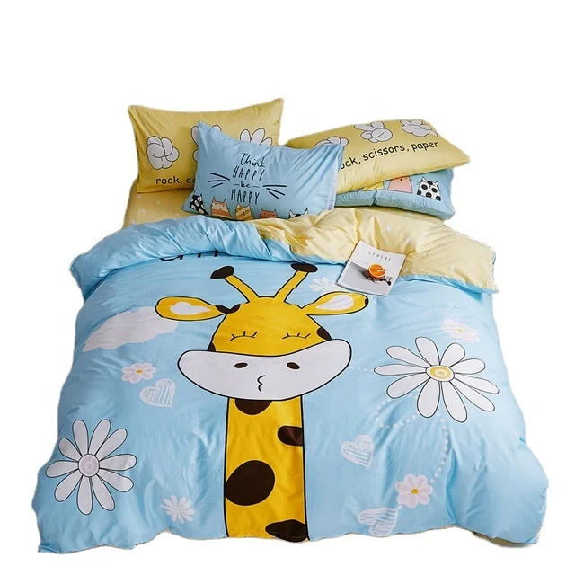 Cartoon-Kids-Duvet-Cover-Set-Cute-Deer-Printed-Bedding-Set-Safe-Cute-Bed-Sheet-Set-100-Natural-Cotton