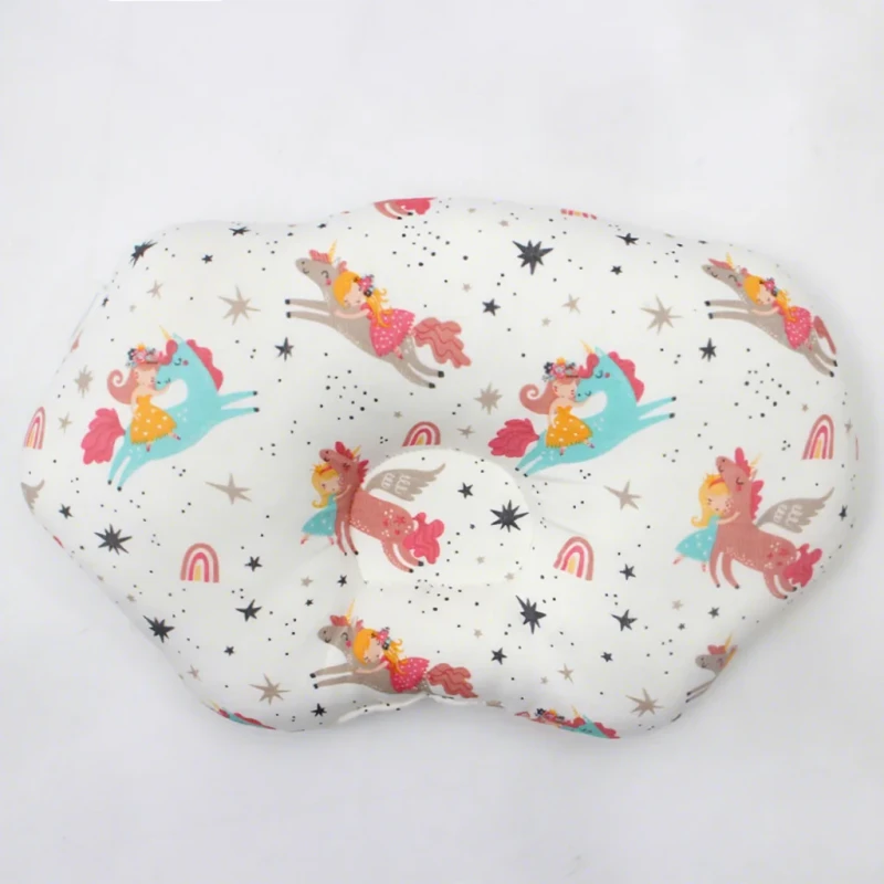 Cartoon-Pattern-Anti-Roll-Shaped-Baby-Pillow-Soft-Cotton-Bamboo-Fiber-Foldable-Portable-Head-Foam-Filling-Kids-Bedding