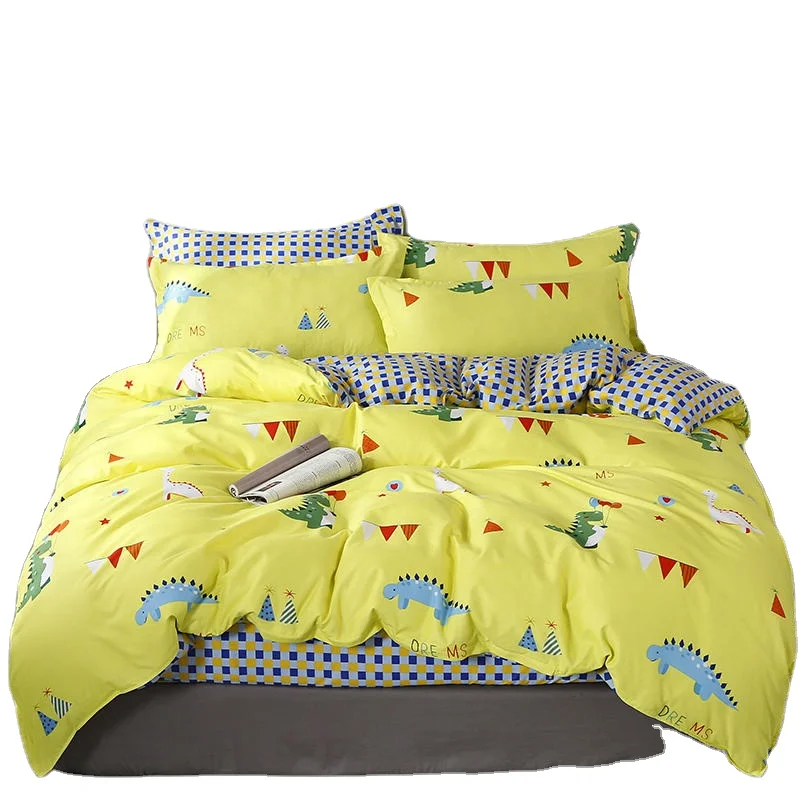 Cartoon-Print-Comfortable-Kids-Bedding-Set-Home-Duvet-Cover-Sheet-and-Pillowcase-Set