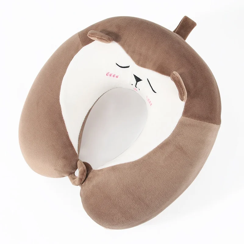 Cartoon-U-shaped-Memory-Foam-Crystal-Velvet-Lightweight-Neck-Support-Pillow-for-Airplane-Train-Travel-Office-Naps-Cute-Design