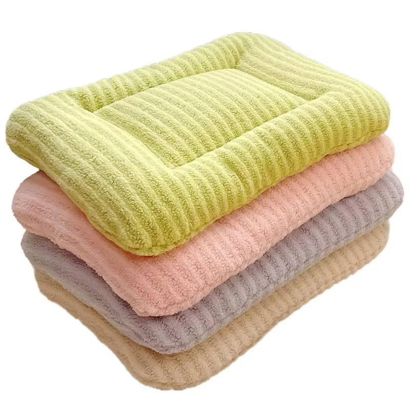 Cat-Dog-Cartoon-Striped-Soft-Rectangular-Linen-Cooling-Adjustable-Height-Cotton-Fill-Pet-Bed-Mat-Four-Seasons-Universal