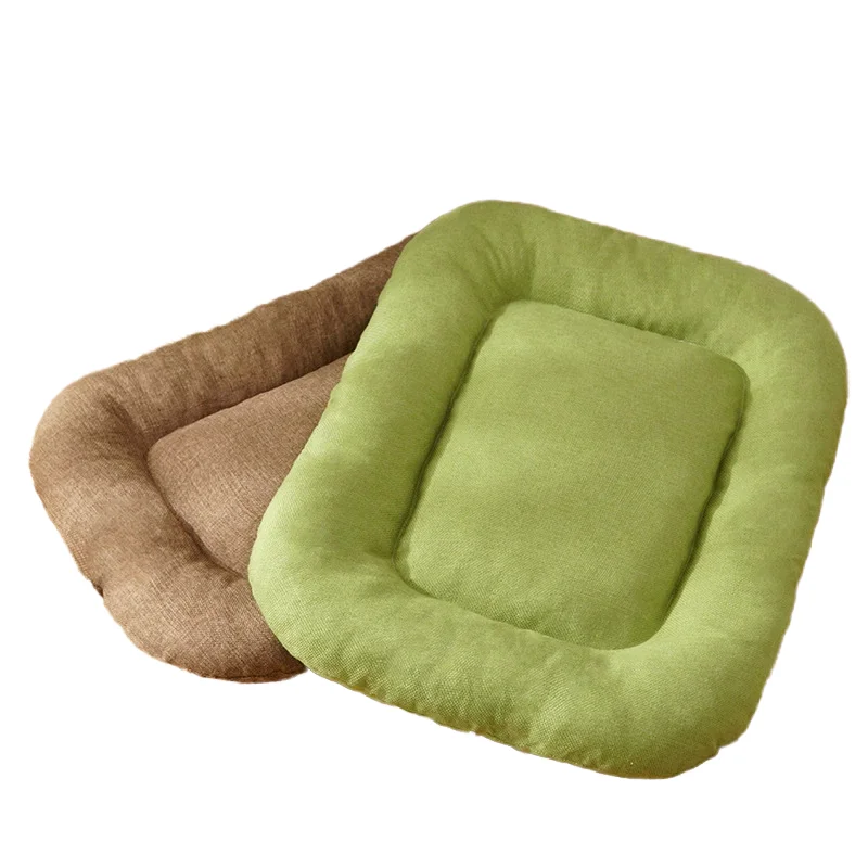 Cat-Dog-Nest-Cartoon-Striped-Soft-Rectangular-Linen-Adjustable-Height-Cotton-Fill-Cooling-Pet-Bed-Mat-Four-Seasons-Universal
