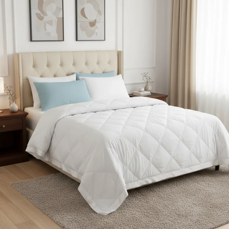 Certified-Customized-Natural-Down-and-Feather-Blanket-Filled-Lightweight-Microfiber-Oversize-White-Bed-Blanket-with-Satin-Trim