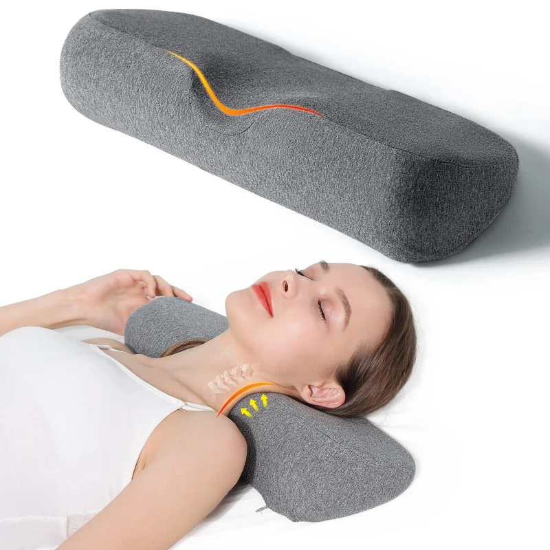 Cervical-Neck-Pillows-for-Pain-Relief-Sleeping-Memory-Foam-Neck-Bolster-Support-Pillow-and-Shoulder-Relaxer-Bed-Neck-Roll-Pillow