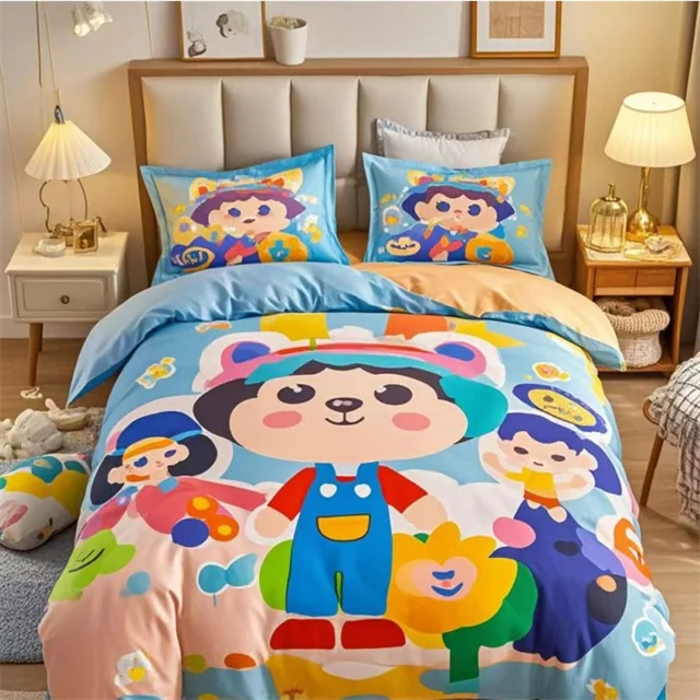 Childrens-Favorite-Cartoon-Fabric-Disperse-Print-Bed-Sheet-Soft-Bedding-Set