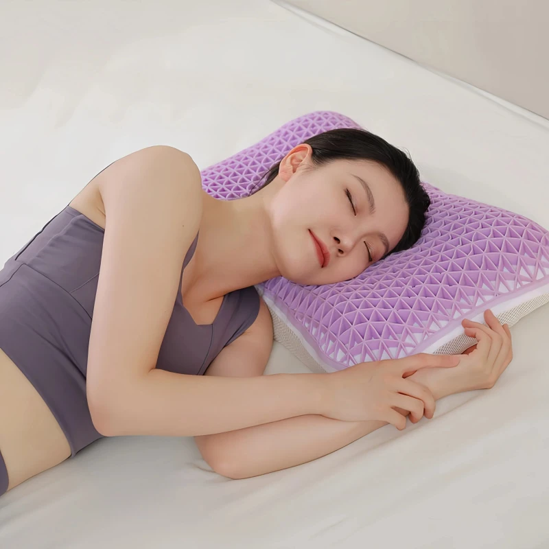 China-Factory-Modern-Solid-Pressure-Releasing-B-shape-Pillow-Grid-Gel-Breathable-Cool-Latex-Memory-Anti-Snoring-Pillow