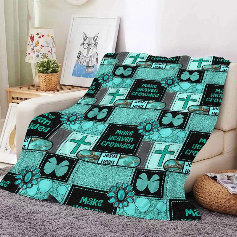 Christian-Turquoise-Cross-Flannel-Blanket-Western-Cowgirl-Jesus-Heals-Couch-Bedding-Throw-Holiday-Christmas-Gift-for-Women