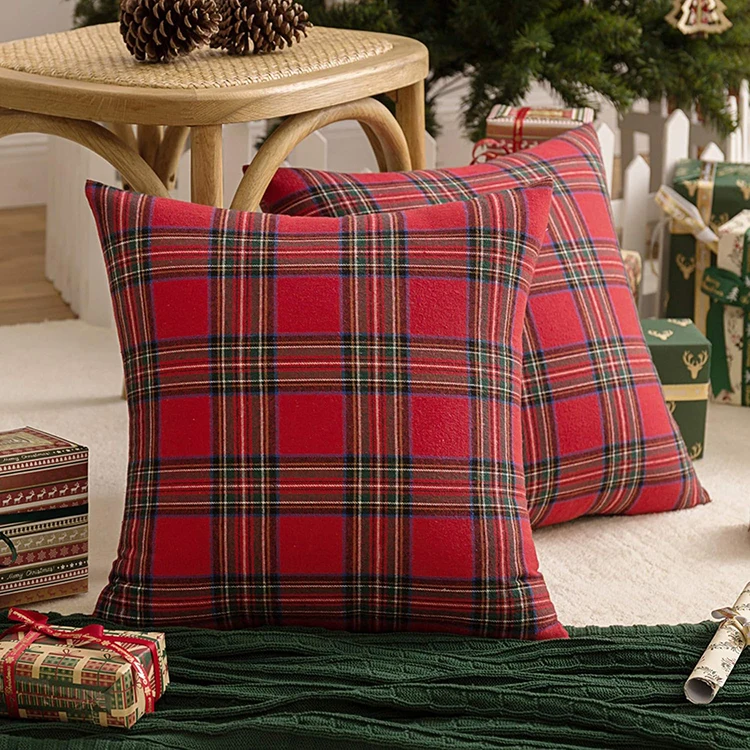 Christmas-Red-Plaid-Throw-Pillow-Classic-Tartan-Decorative-Cushion-for-Home-Festive-Decoration
