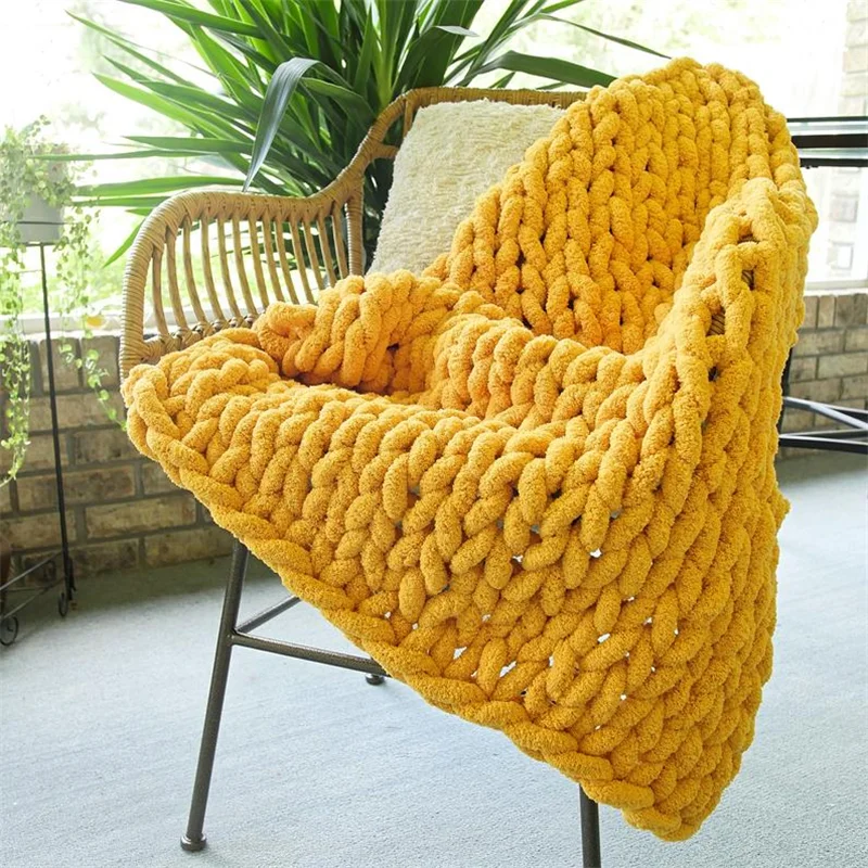 Chunky-Knit-Luxury-Throw-Blanket-Knitted-Soft-Polyester-Chenille-Baby-Blanket