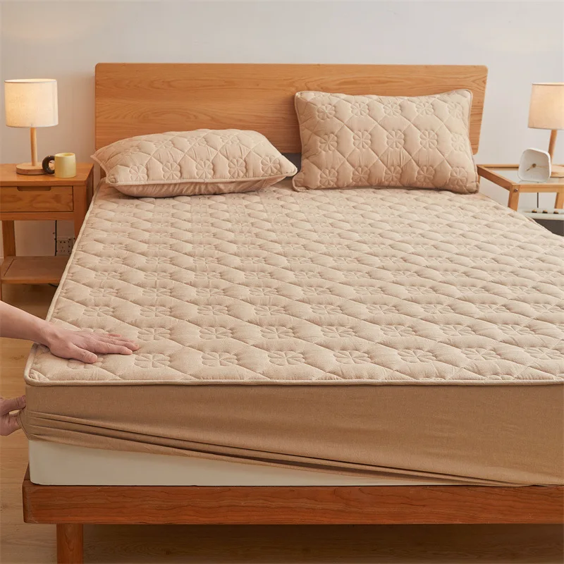 Class-Pure-Cotton-Waterproof-Fitted-Sheet-Skin-Friendly-Quilted-Breathable-Bed-Cover-Anti-Slip-Anti-Stain-Mattress-Protector