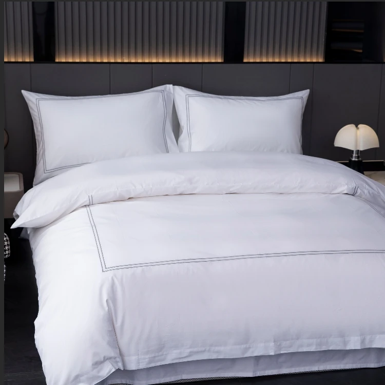 Classic-Cotton-Duvet-Cover-Set-Embroidered-2-Lines-Frame-Luxury-Four-Piece-Bedding-Kit
