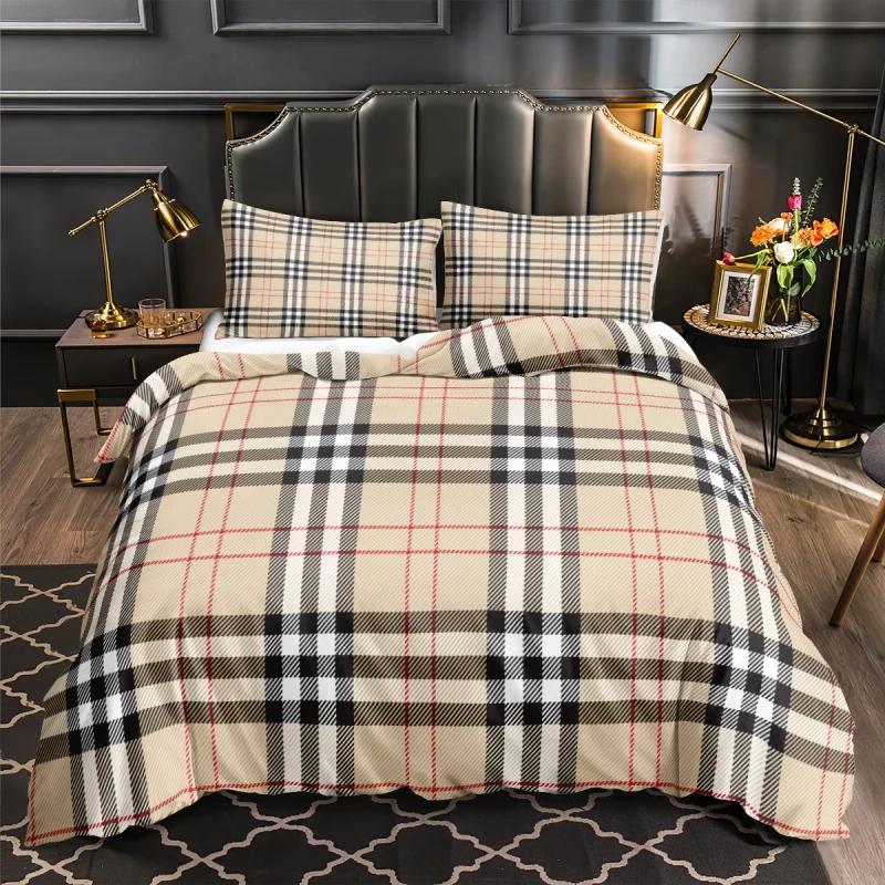 Classic-Plaid-Design-3D-Digital-Printed-Bedding-Luxury-Duvet-Cover-Set