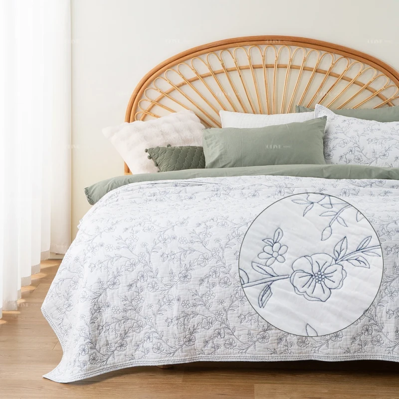 Classical-3D-Floral-Embroidery-3-Piece-Single-Cotton-Reversible-Decorative-Bedspreads-Coverlet-Bedding-Set-Quilt
