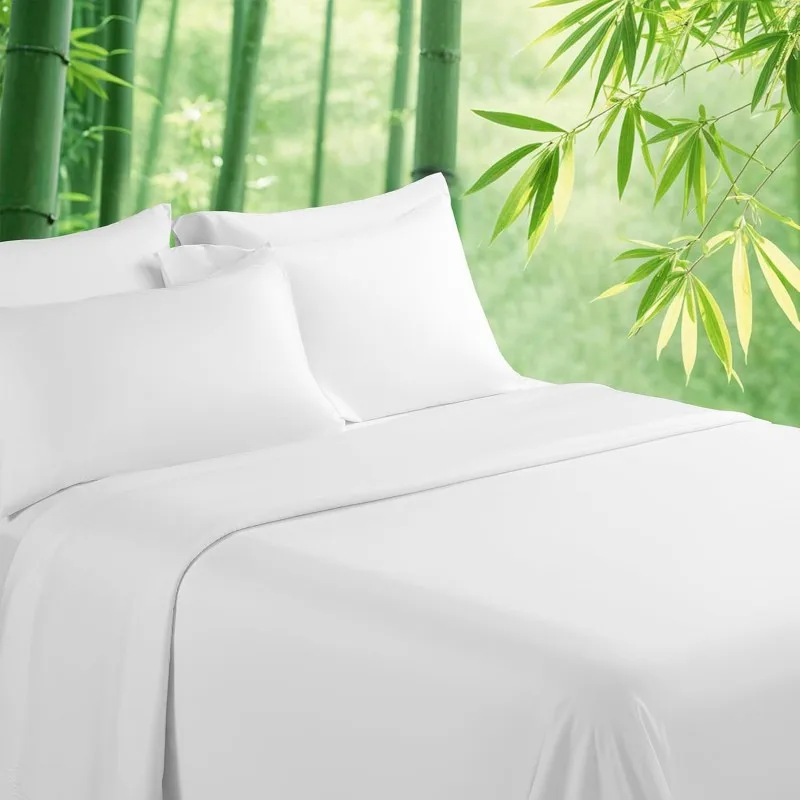 Cloudland-Bamboo-Bed-Sheets-Sets-4-Pieces-Bedding-Set-100-Bamboo-Fitted-Bedsheet-Set-White