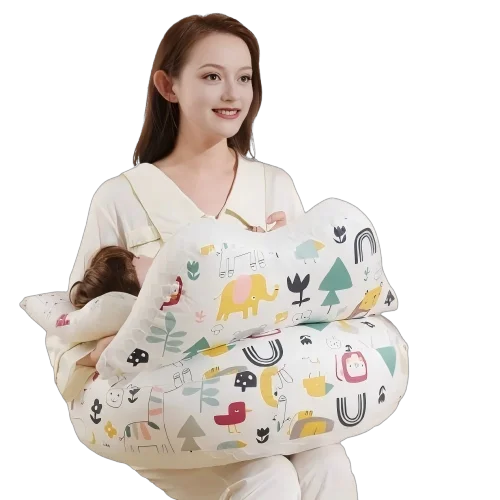 Colorful-Animal-Themed-Cotton-Nursing-Pillow-with-Soft-Fabric-for-Maternity-Comfort-and-Baby-Feeding