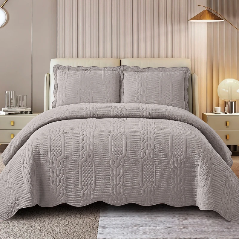 Combined-Wave-Pattern-Chain-Stripe-Bedspread-Beauty-and-Soft-Features-Washed-Cotton-Bed-Cover-Three-piece-Sets