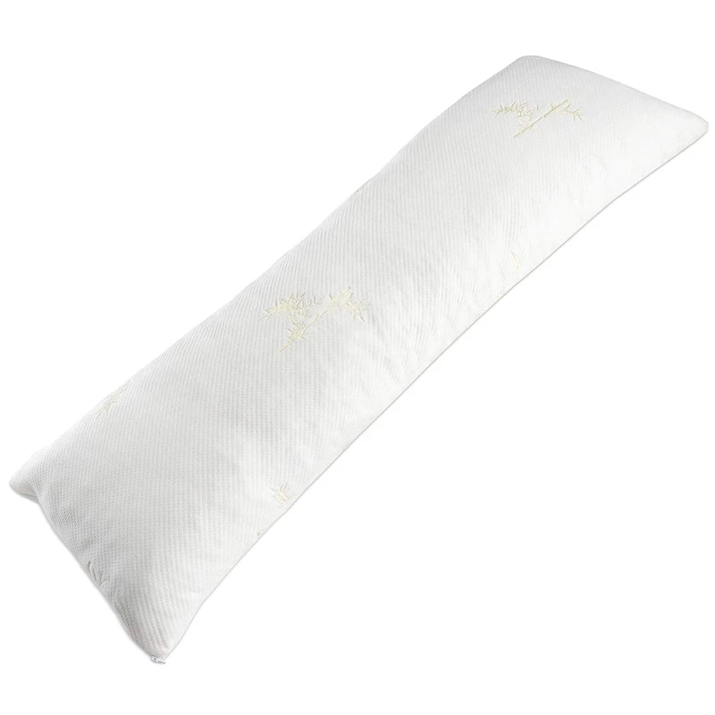 Comfort-Luxury-Bamboo-Shredded-Memory-Foam-Full-Size-Body-Pillow-with-Kool-Flow-Breathable-Cooling-Hypoallergenic-Pillow-Case