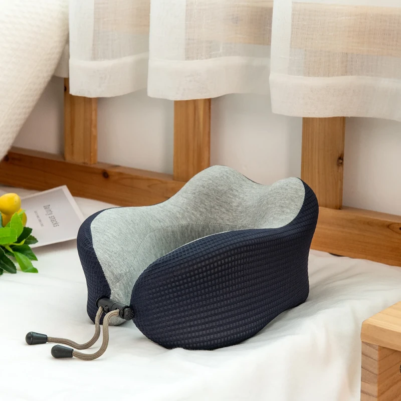 Comfort-U-Shape-Car-Headrest-Travel-Pillow-Knitted-Memory-Foam-Support-Neck-Rest