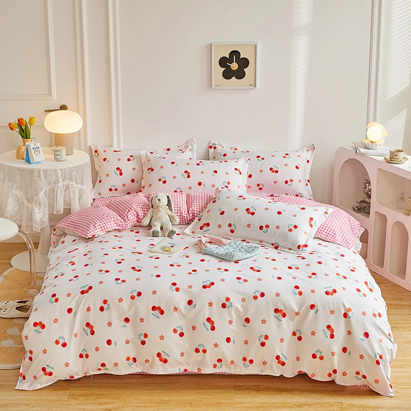 Comfortable-100-Polyester-Microfiber-Bed-Cover-Flat-Fitted-Sheet-Set-Modern-Geometric-Printing-Technique-Woven-100TC-All-Season