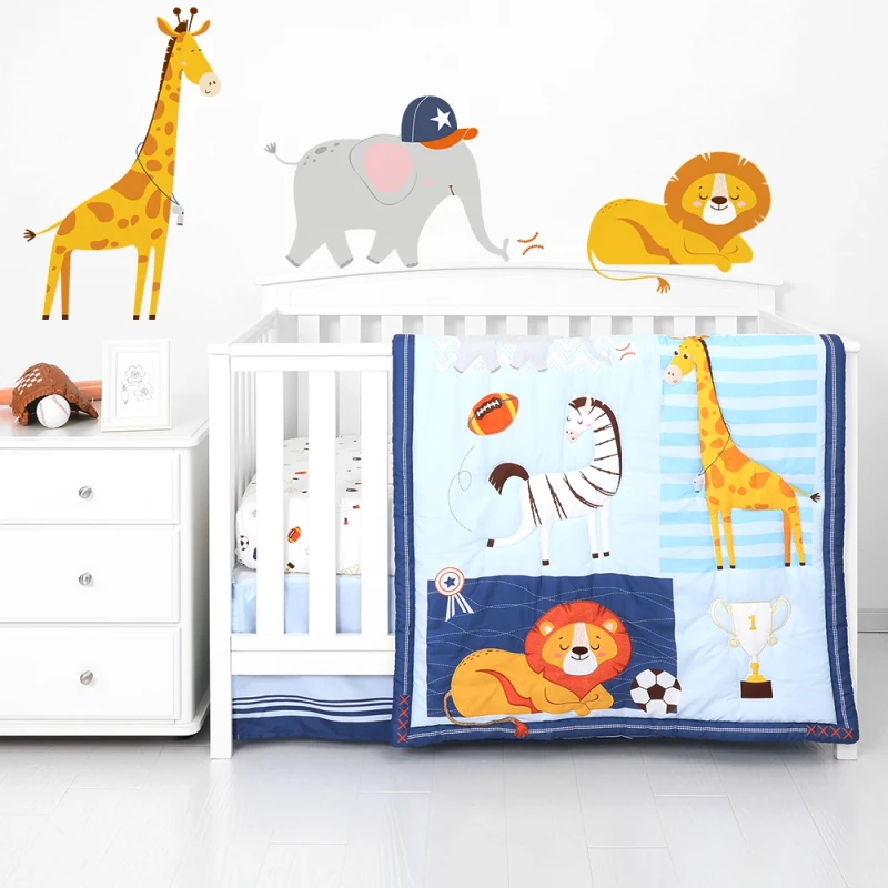Comfortable-Cotton-Fabric-Nursery-Crib-Bedding-Set-Animals-Design-for-Baby-Boys