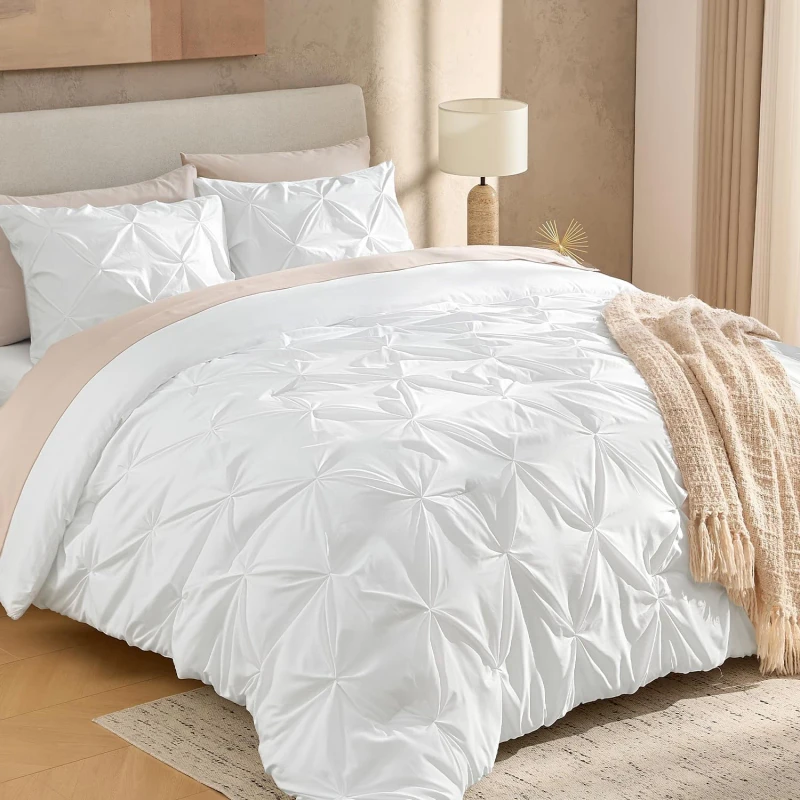 Comforter-Set-79x90Inch-3-Pieces-Soft-Pinch-Pleat-Bedding-Comforters-Sets-Fluffy-Down-Alternative-Western-Bed-Set