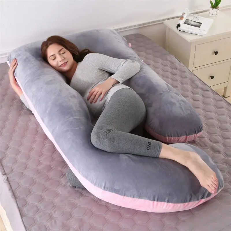Competitive-Price-Full-Body-Pregnant-Woman-Wedge-J-Shape-Baby-Maternity-Pillow-Attractive-Design-Belly-Support-Sleep-Fabric
