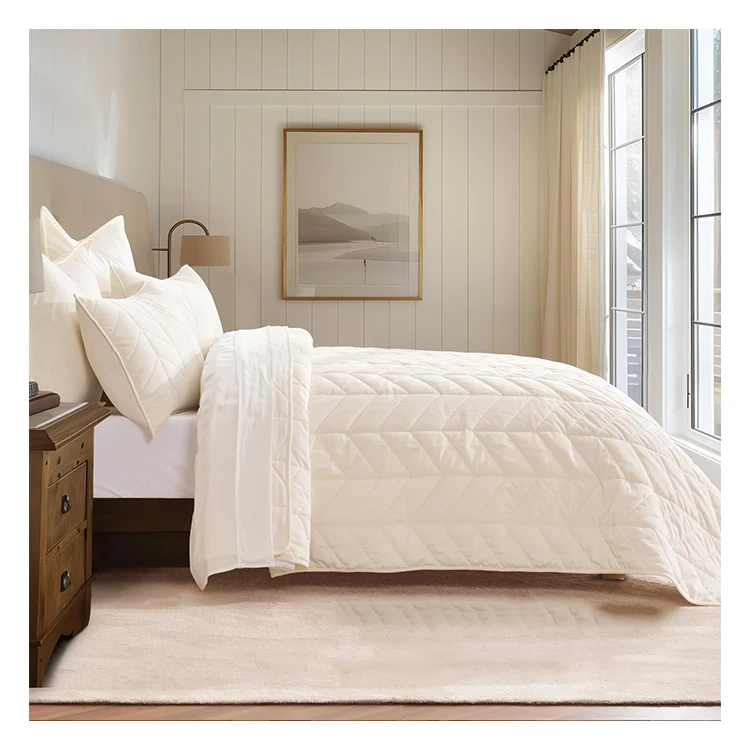 Contemporary-All-Season-Bedroom-Soft-Texture-Solid-Color-Quilt-Set-With-Two-Matching-Pillow