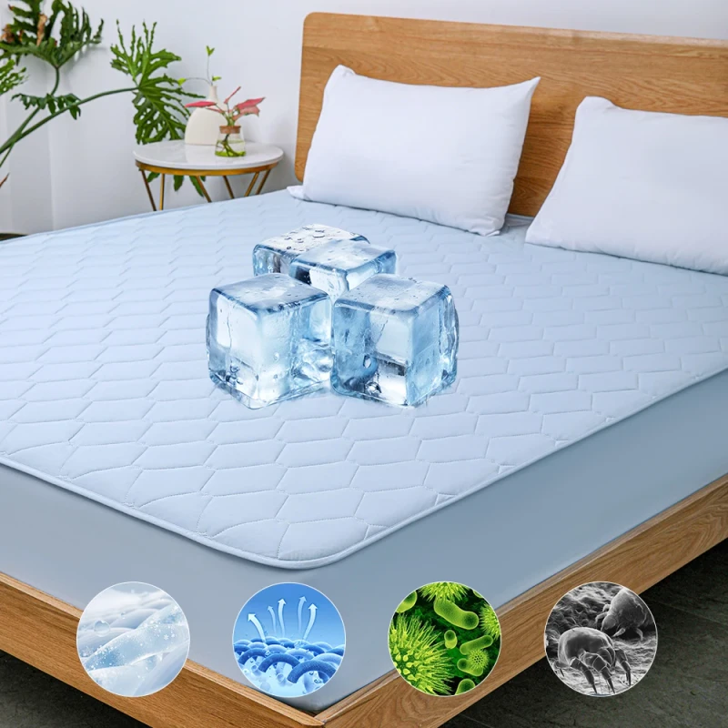 Cooling-Eco-Friendly-Hypoallergenic-Waterproof-Mattress-Protector-with-Degradable-TPU-Noiseless-Nylon-Bed-Cover-Fitted-Sheets
