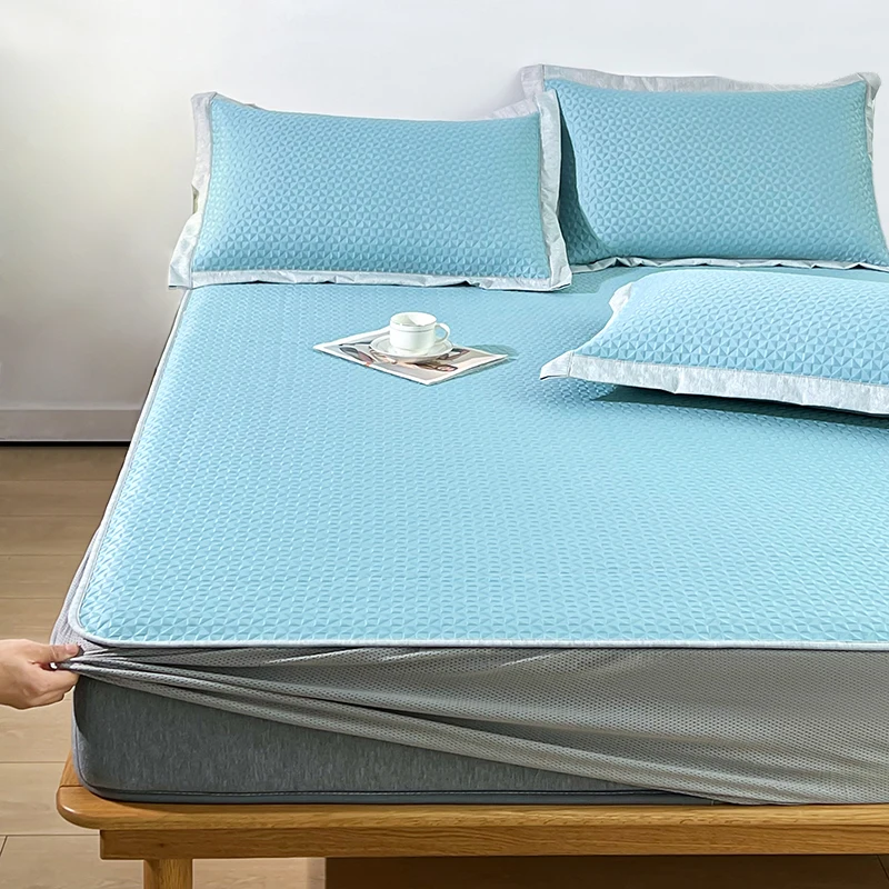 Cooling-Jacquard-Mattress-Protector-200TC-Breathable-Soft-Anti-Dust-Mite-Summer-Bed-Cover