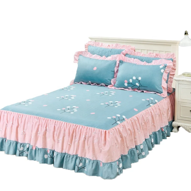 Cotton-Bed-Skirt-Set-Home-Fancy-Bed-Sheet-Skirt