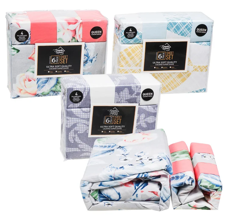 Cotton-Bedsheets-Elastic-Fitted-Bed-Sheet-6-Piece-Set-King-Size-Ultra-Soft-Microfiber