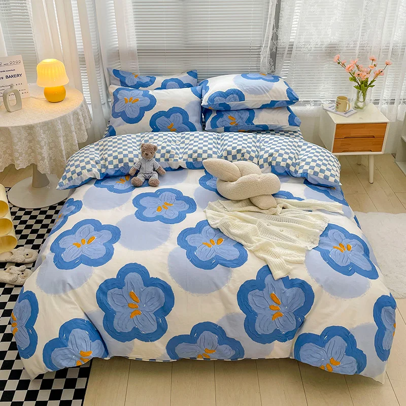 Cotton-Duvet-Cover-Print-Bed-Sheet-With-Pillowcase-Bedding-Set