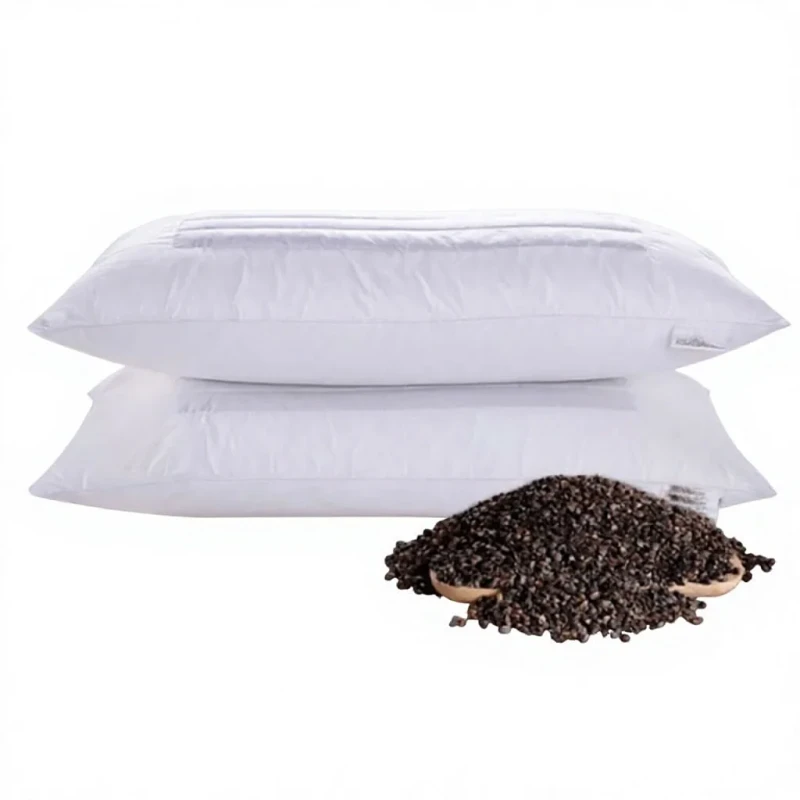 Cotton-Gauze-Half-Buckwheat-Featherdown-Cervical-Support-Pillow-with-Dual-Firmness-Core-and-Polyester-Filling-Summer