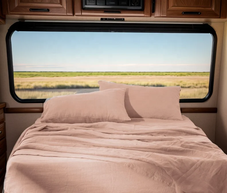 Cotton-Linen-Caravan-Bunk-Bedding-Set-RV-MotorHome-Trailer-Camper-Fitted-Sheets-Pillowcases-Elastic-Bands-on-Each-Corner-Sabanas