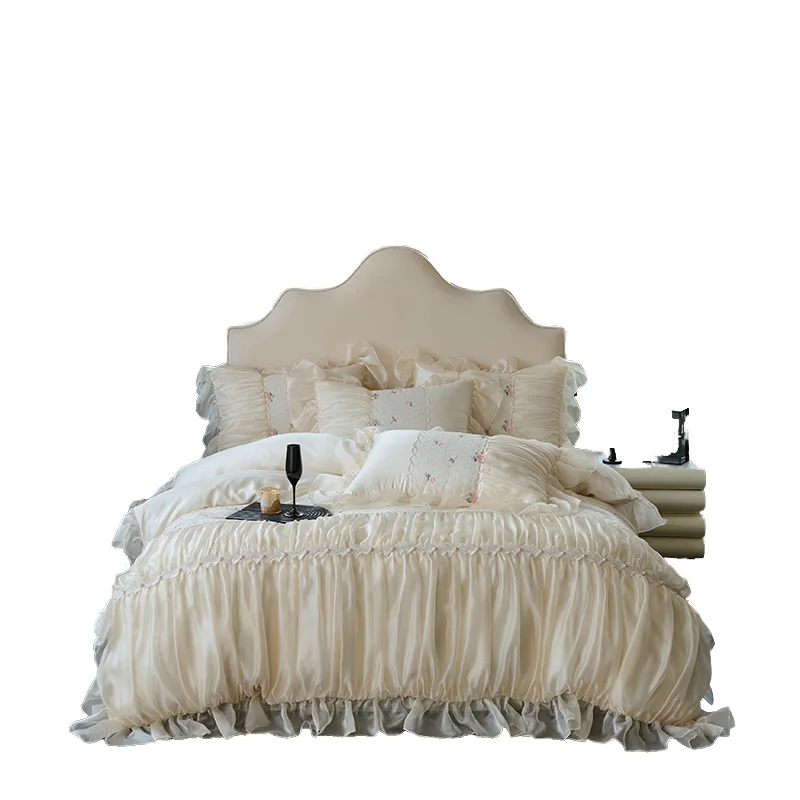 Cotton-Luxury-Duvet-Cover-Set-Ruffle-Lace-Edge-Natural-Cream-Non-Dyestuff-All-Season-Bedding-for-Bedroom-for-Wedding-Hotel