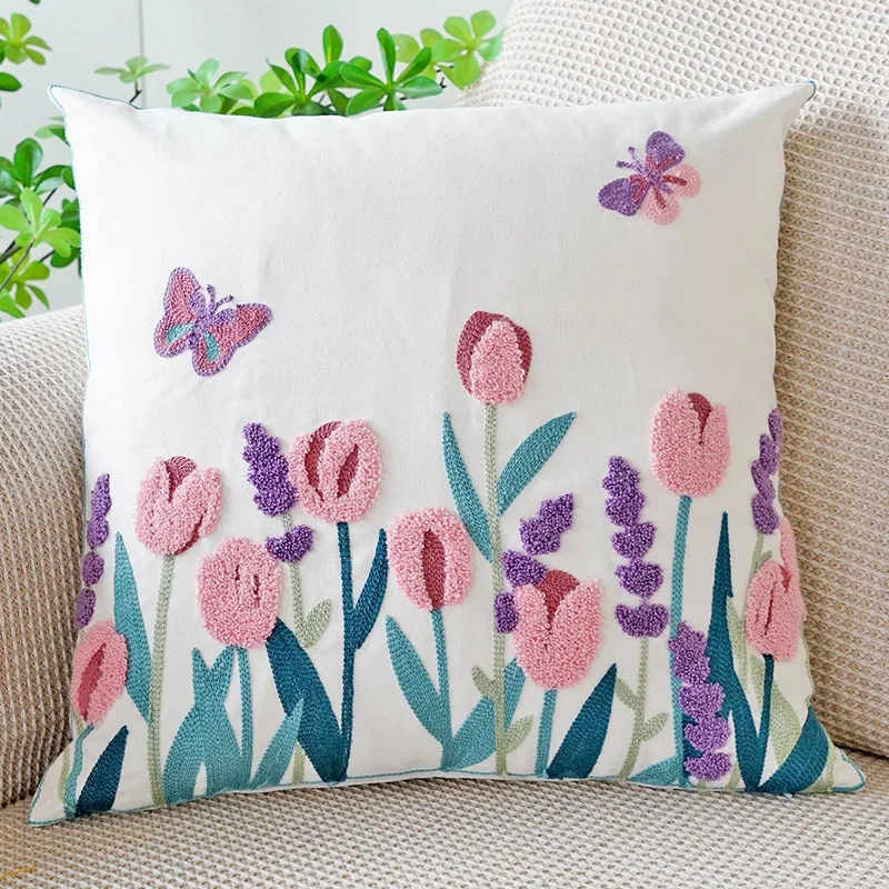 Cotton-Popular-Embroidery-Flower-Throw-Room-Home-Decor-Pillows-Cushion-Covers-for-Sofa