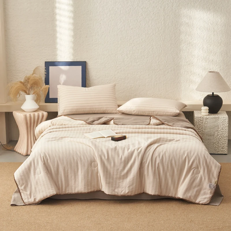Cotton-Quilt-Dyed-Woven-Washed-Quilt-Air-Conditioned-Cotton-Quilt-Core-Bedding-Set-for-Summer