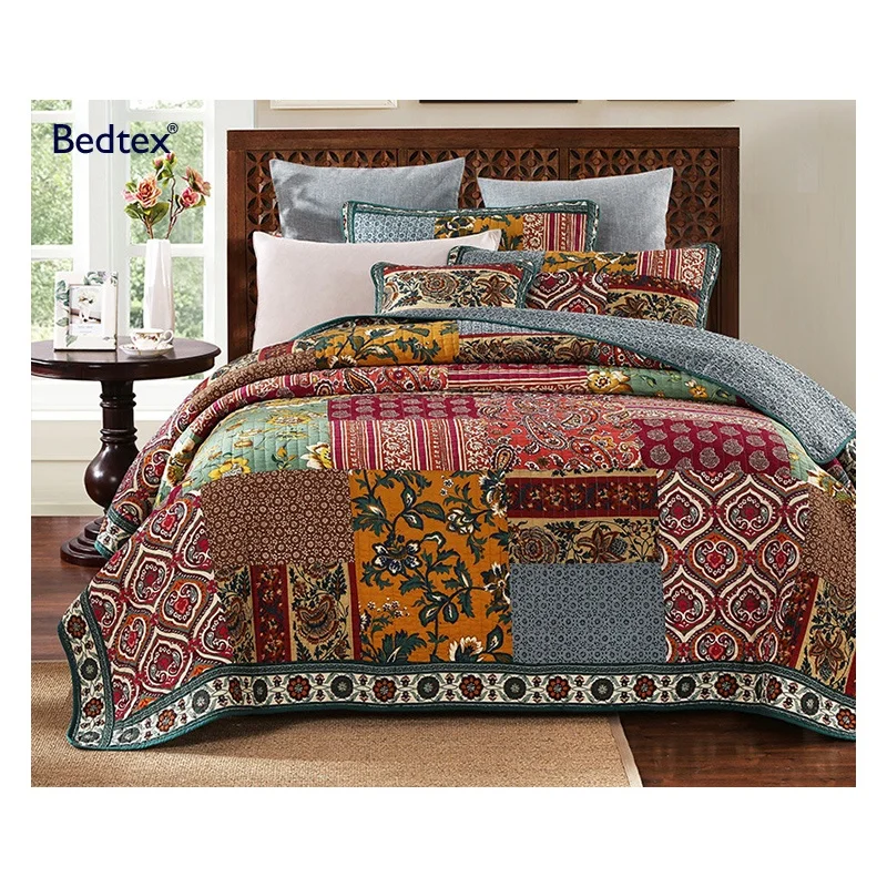 Cotton-Quilted-Lines-King-Size-Crochet-Quilt-Bedspreads