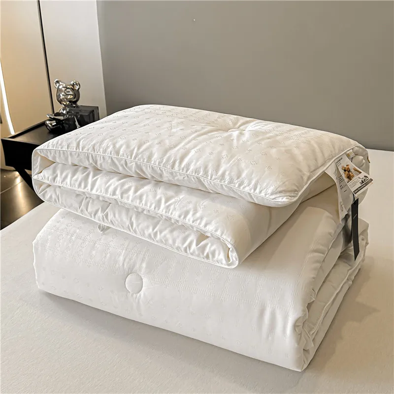 Cotton-Quilting-Comforter-Home-King-Size-European-Linen-Dream-Bed-Warm-Quilt-Set-White-Quilt