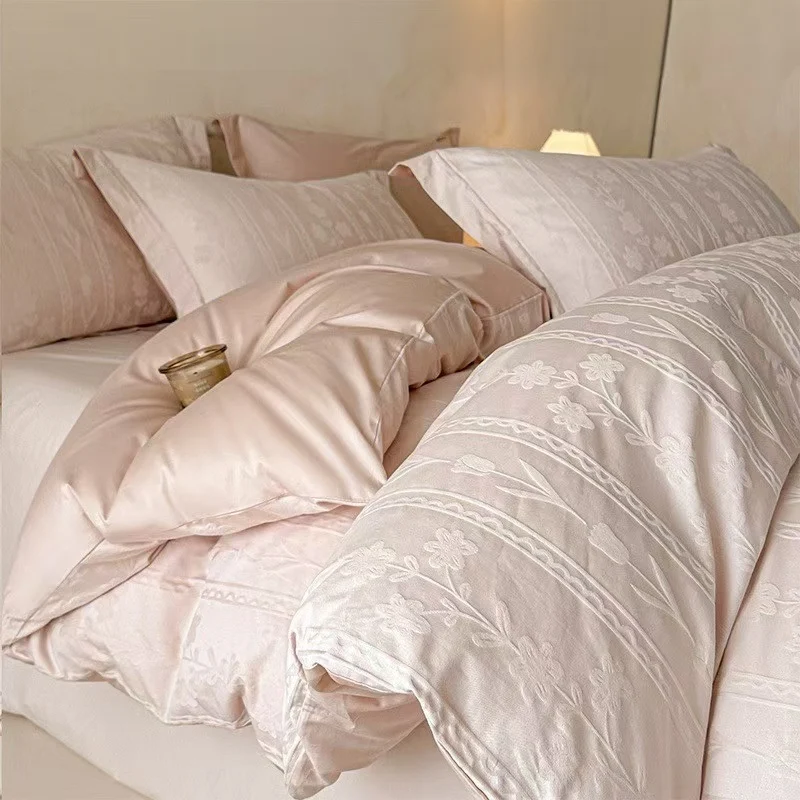 Cotton-Satin-Jacquard-Duvet-Cover-and-Bed-Sheet-Set-Luxury-Woven-Bed-Cover-Collection-with-Pillowcases