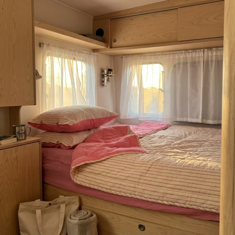 Cotton-Stripes-Pattern-Woven-Eco-friendly-Caravan-Bunk-RV-Bedding-Set-Motor-Home-Trailer-Camper-Fitted-Sheets-Pillowcases
