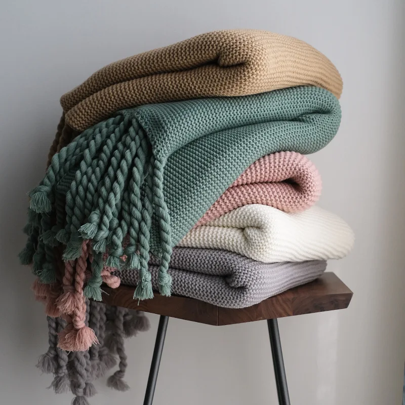Cotton-and-Raschel-Knit-Blanket-Portable-and-Wearable-Cozy-Throw-for-Sofa-and-Bed-for-Fall-and-Winter