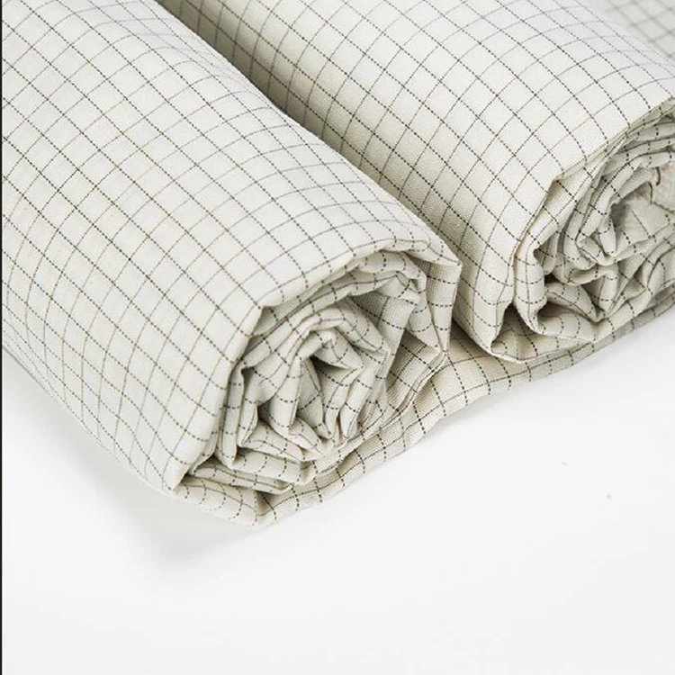 Cotton-silver-Conductive-Plaid-Anti-Microbial-Fabric-for-Earthing-Bedsheet-bedspread
