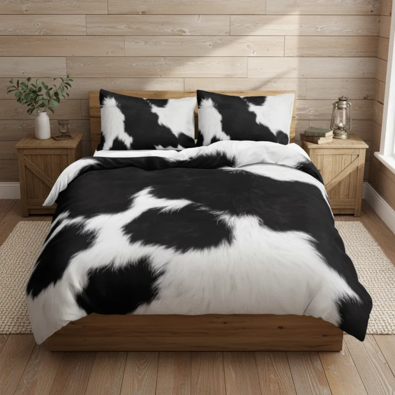 Cow-Texture-Printed-3D-Bedding-Set-Farmhouse-Animal-Black-and-White-Brown-Duvet-Cover