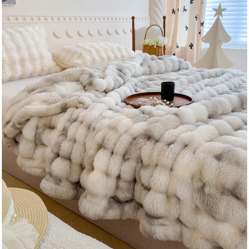 Cozy-Warm-Weighted-Blanket-for-Bed-Couch-and-Sofa-Faux-Rabbit-Fur-Blanket